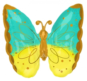 Mint & Yellow Butterfly Balloon ANAGRAM