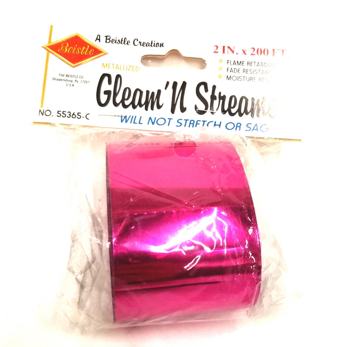 Streamer Metallic 200ft Cerise Pink Fuschia Decorations