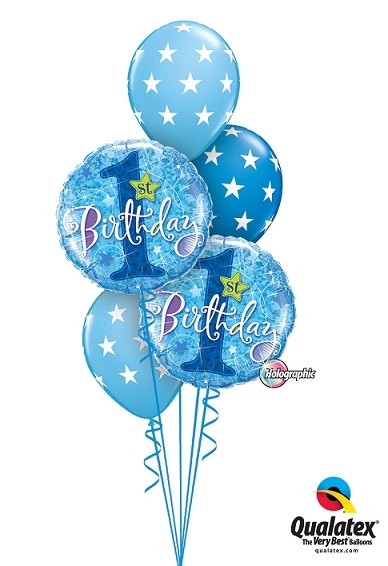 1st Birthday Blue Sparkle 25 balloons vancouver JC Balloon Studio