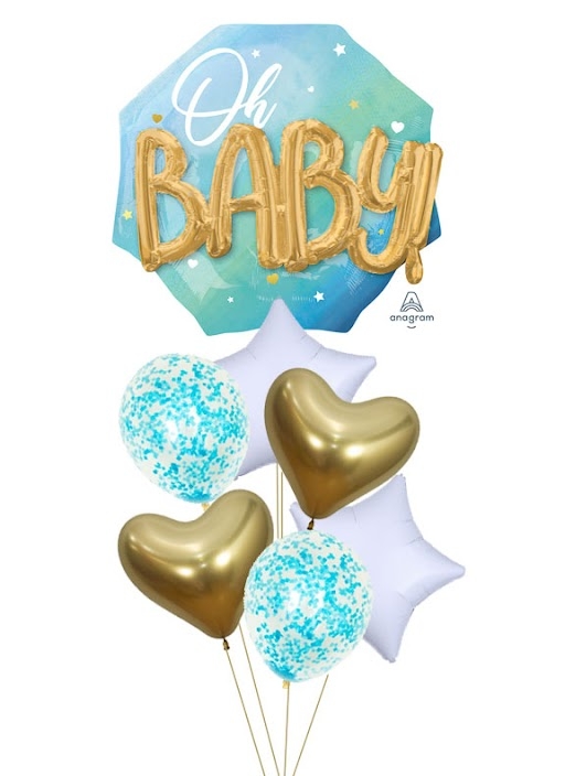 3D Oh Baby Blue Balloon Bouquet balloons vancouver JC Balloon Studio