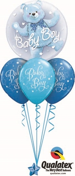 Baby Teddy Bear Boy Bouquet 36 balloons vancouver JC Balloon Studio