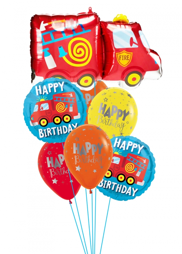 Fire Truck Birthday Balloon Bouquet balloons vancouver JC Balloon Studio