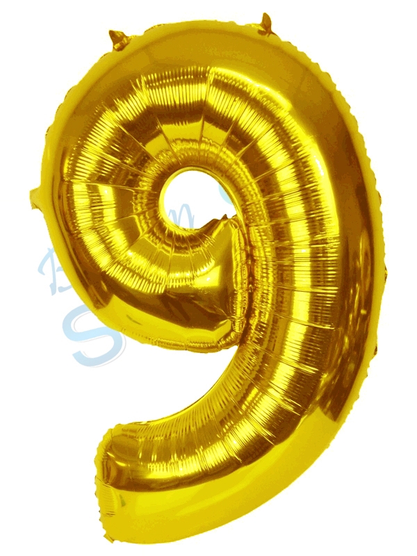 Gold Balloon Number 9 balloons vancouver JC Balloon Studio