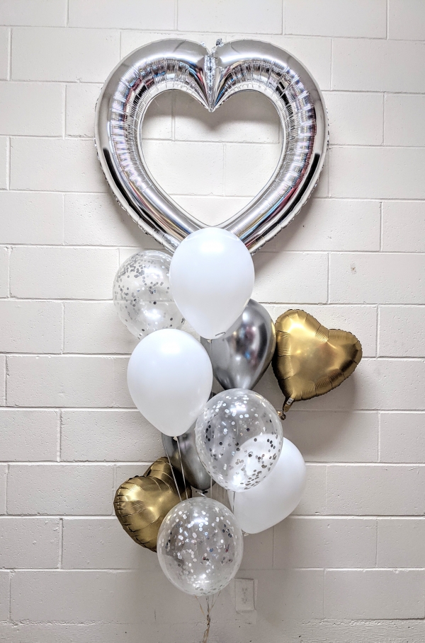 Gold & Silver & White Confetti Chrome balloons vancouver JC Balloon Studio