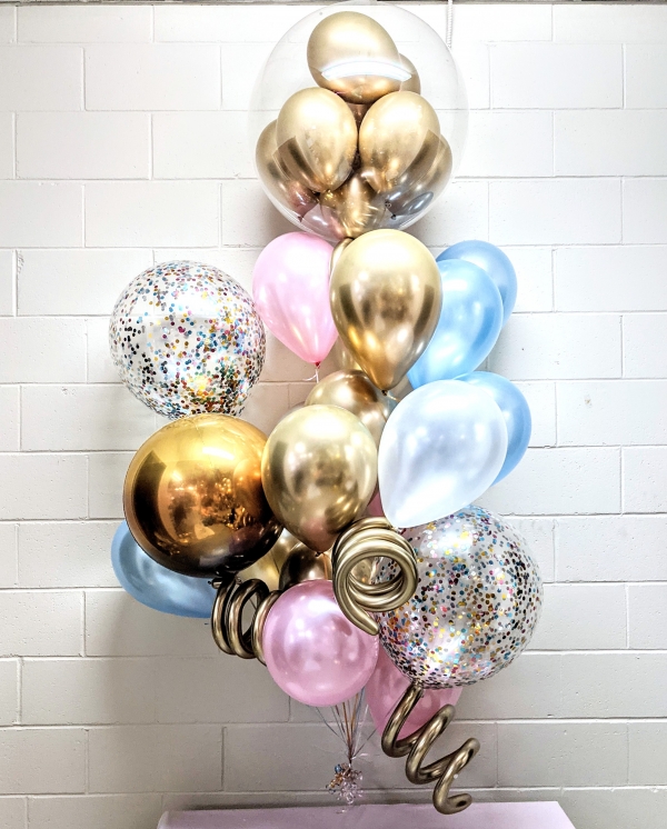 Jewel Pink & Blue & Champagne Balloon Bouquet balloons vancouver JC ...