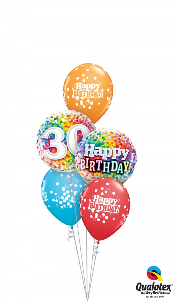 Milestone Colour 30th Birthday Bouquet 4 Balloons Vancouver Jc Balloon Studio