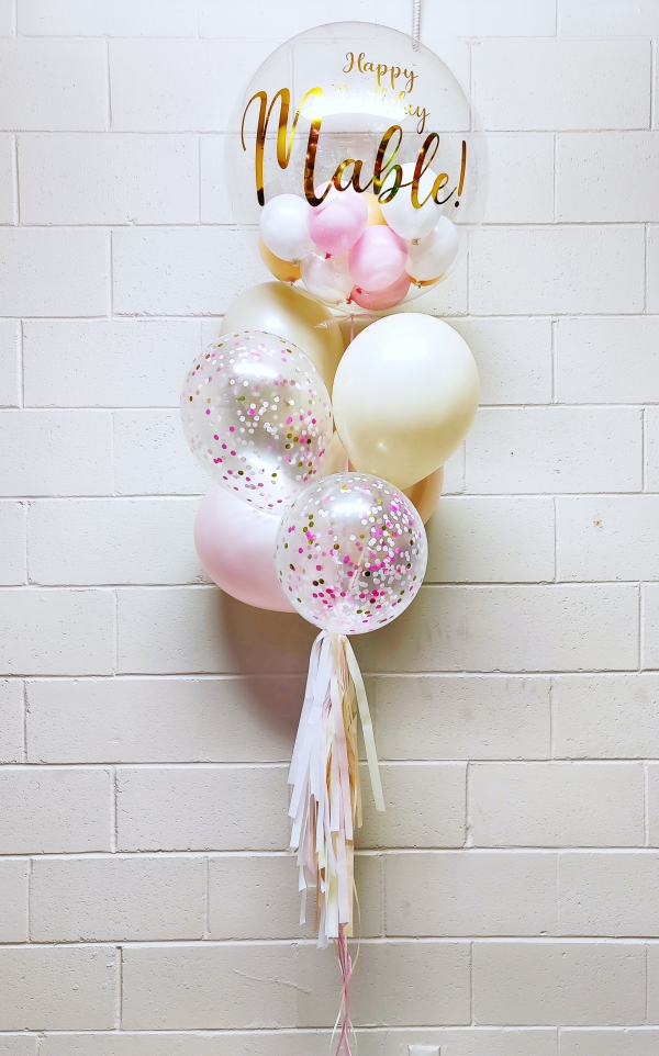 Pink Elegant Happy Birthday Deluxe Gumball Balloon Bouquet Balloons Vancouver Jc Balloon Studio