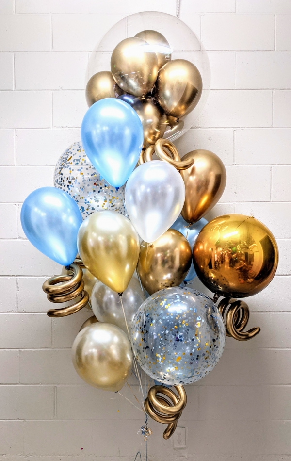 50th Birthday Gold Sparkling Helium Balloon Bouquet