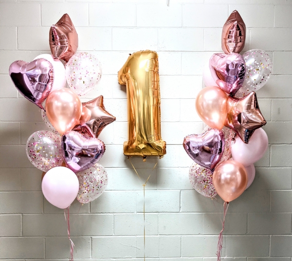 1ct, 24in, Rose Gold & White Confetti Balloon with Tassel Tail